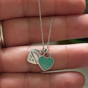 Tiffany & Co. Silver Necklace with Turquoise Heart Pendant